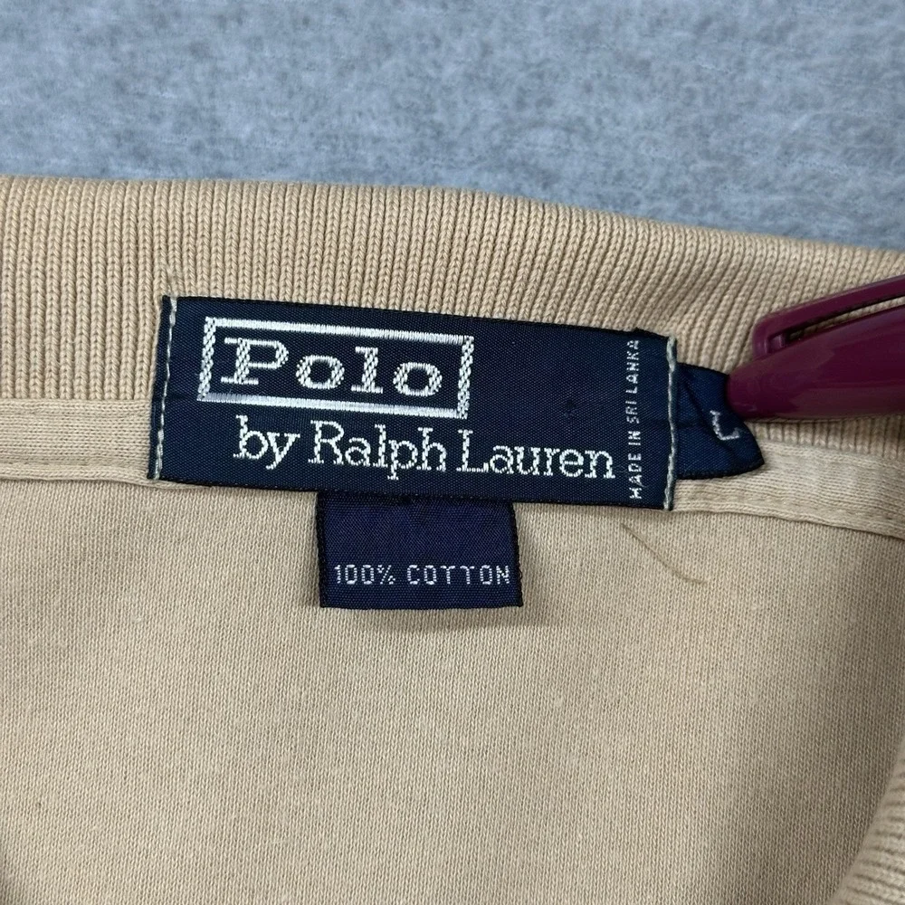 Vintage‎ Polo Ralph Lauren Golf Polo Shirt Beige Men's Large Pony